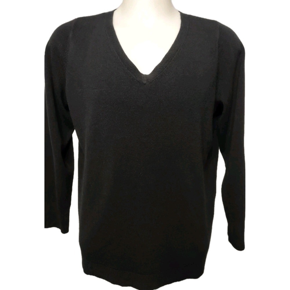 Croft Barrow Sweater 1X Women Plus Norm Core Black V-Neck Relaxed Fit Streetwear